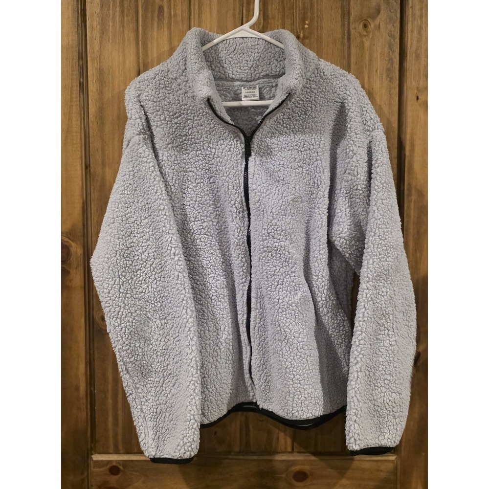 Pink Victoria's‎ Secret Sherpa Fleece Sweater Womens Large Light Blue Full Zip